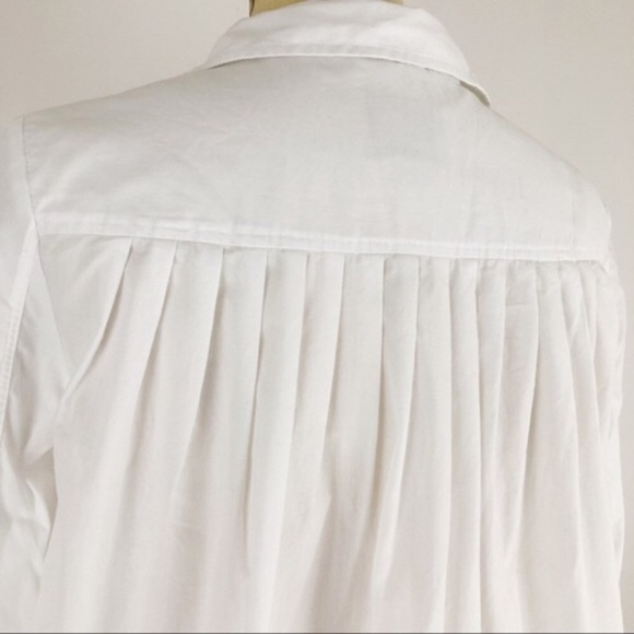 ANTHROPOLOGIE Maeve Pleated Flare Shirt White 4 - Picture 5 of 8